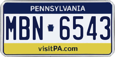 PA license plate MBN6543