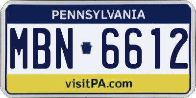 PA license plate MBN6612