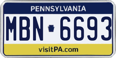 PA license plate MBN6693