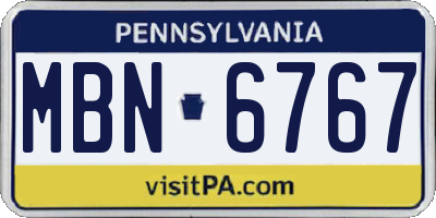 PA license plate MBN6767