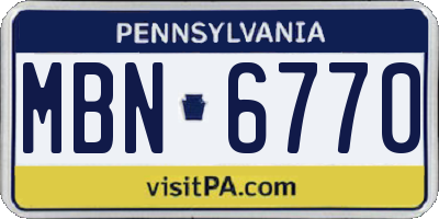PA license plate MBN6770