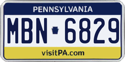 PA license plate MBN6829