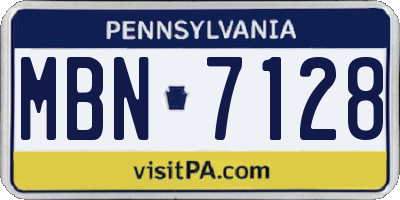 PA license plate MBN7128