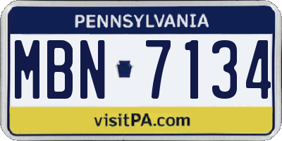 PA license plate MBN7134