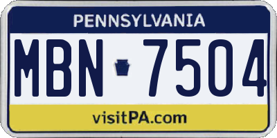PA license plate MBN7504