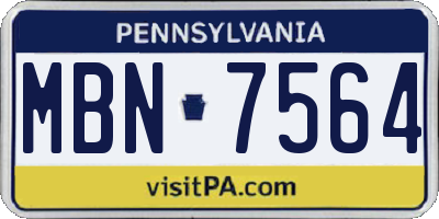PA license plate MBN7564