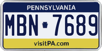 PA license plate MBN7689
