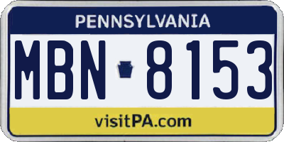 PA license plate MBN8153