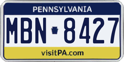 PA license plate MBN8427