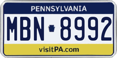 PA license plate MBN8992