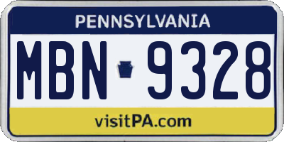 PA license plate MBN9328