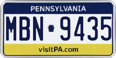 PA license plate MBN9435