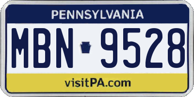 PA license plate MBN9528