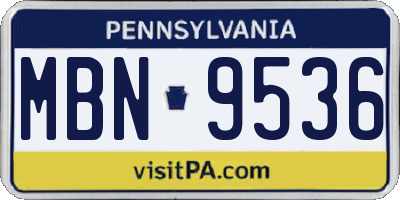 PA license plate MBN9536