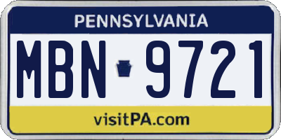 PA license plate MBN9721