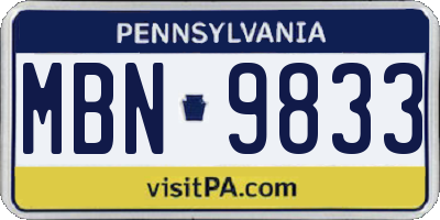 PA license plate MBN9833
