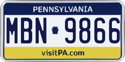 PA license plate MBN9866