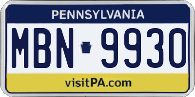 PA license plate MBN9930