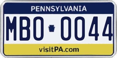 PA license plate MBO0044