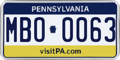 PA license plate MBO0063