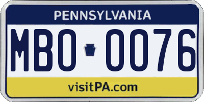 PA license plate MBO0076