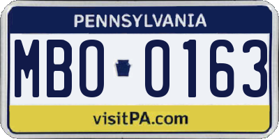 PA license plate MBO0163