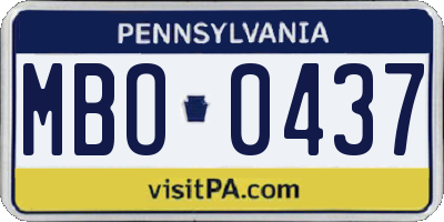 PA license plate MBO0437