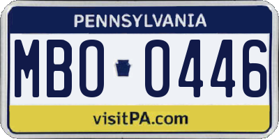 PA license plate MBO0446