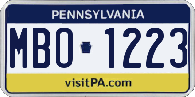 PA license plate MBO1223