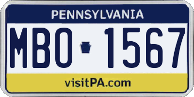 PA license plate MBO1567