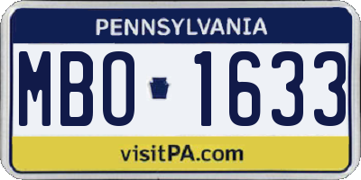 PA license plate MBO1633
