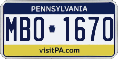 PA license plate MBO1670