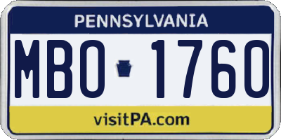PA license plate MBO1760