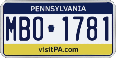 PA license plate MBO1781