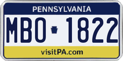 PA license plate MBO1822