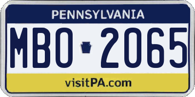 PA license plate MBO2065