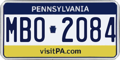 PA license plate MBO2084
