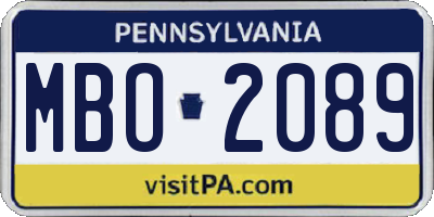 PA license plate MBO2089