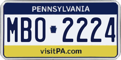 PA license plate MBO2224