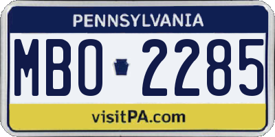 PA license plate MBO2285