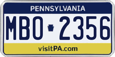PA license plate MBO2356