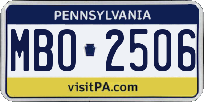 PA license plate MBO2506