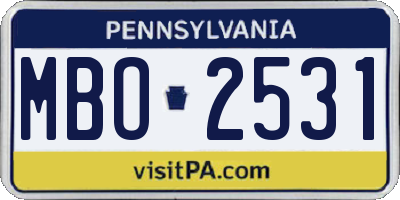 PA license plate MBO2531