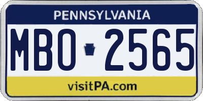 PA license plate MBO2565