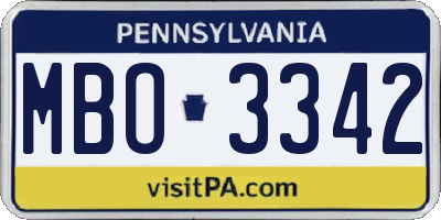 PA license plate MBO3342