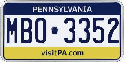 PA license plate MBO3352