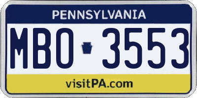 PA license plate MBO3553