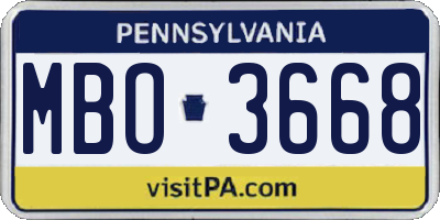 PA license plate MBO3668