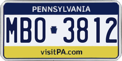 PA license plate MBO3812
