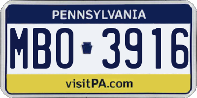 PA license plate MBO3916